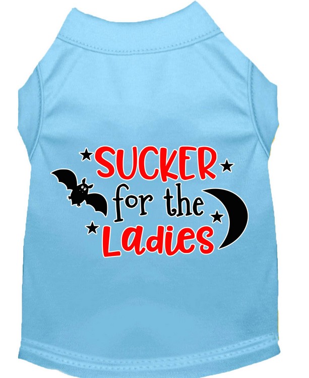 Sucker for the Ladies Screen Print Dog Shirt Baby Blue Sm